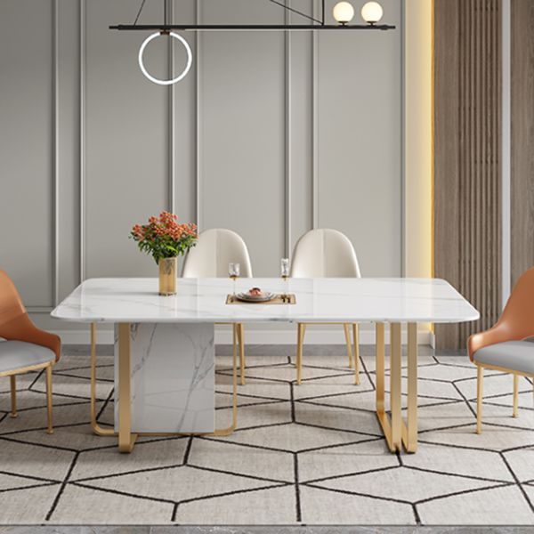 Luxury Sintered Stone Top Table Rectangle White Table with Metal Double Pedestal Clearhalo ' dining_table' 'Dining Tables & Seating' 'Dining Tables' 'furn' 'furn_dining_table' 'Furniture' 'furniture_dining_table' 'Kitchen & Dining Furniture' 'kitchen&dining_furn' 'kitchen' 'kitchen_dining_table' 1200x1200_92ed92f2-78ba-4570-b26d-1477f2dc49dd