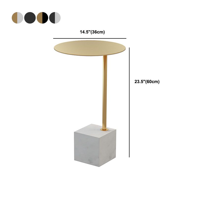 Metal Round Top Side Table 23.6" Tall Marble Pedestal End Table Clearhalo 'Coffee & Accent Tables' 'End & Side Tables' 'end_side_tables' 'furn' 'furn_end_side_tables' 'Furniture' 'Living Room Furniture' 1200x1200_92f1fa4a-62c3-4625-8437-657aa965fe93