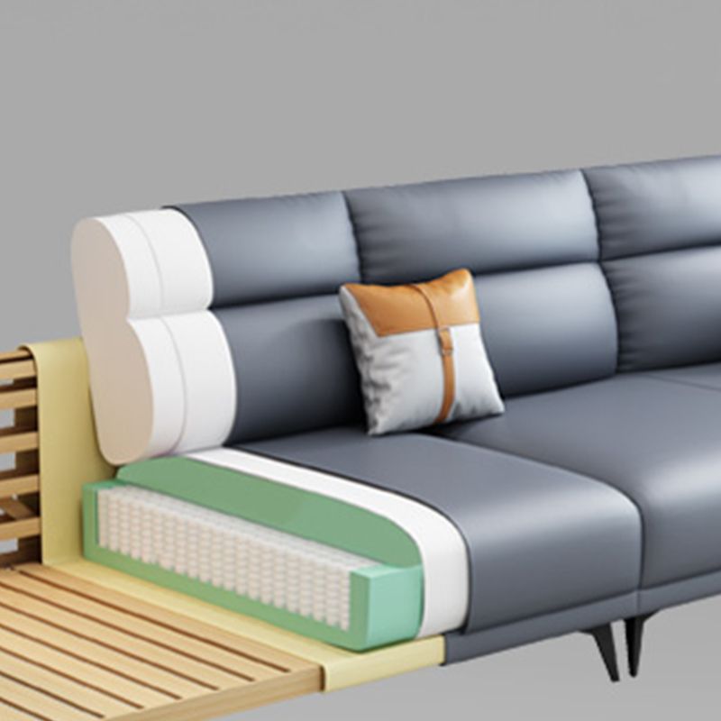 Dark Gray Faux Leather Sofa Stain-Resistant Pillow Top Arm Sectional Clearhalo 'furn' 'furn_sectionals' 'Furniture' 'furniture_sectionals' 'Living Room Furniture' 'Sectionals' 1200x1200_92f1fe9c-7b75-4be5-8f3a-ade6465f7833