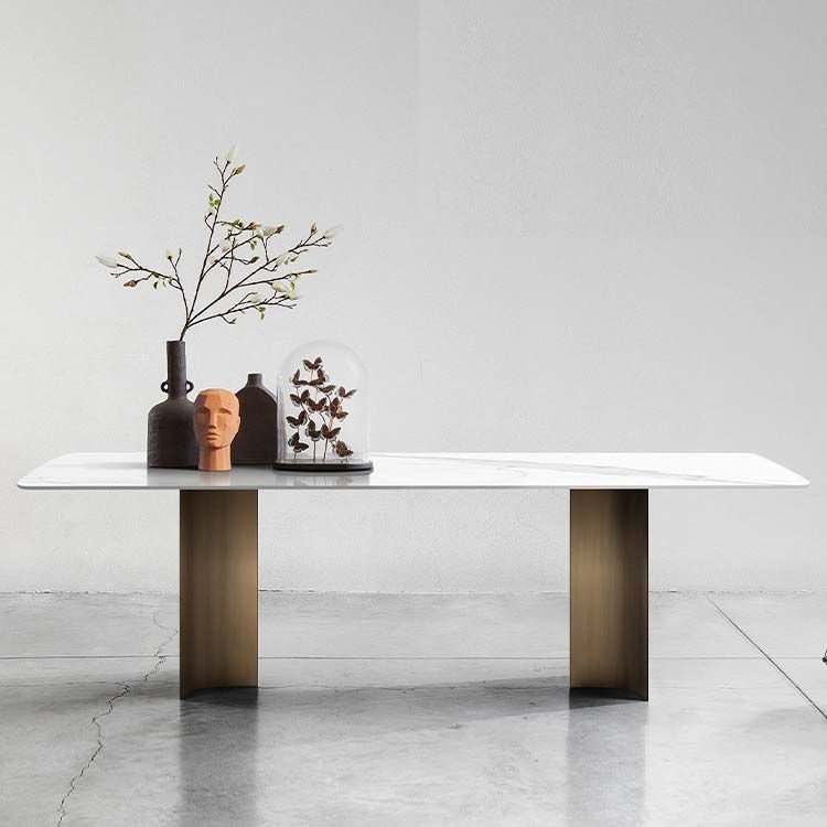 Industrial Style Sintered Stone Dining Table Rectangle Dining Table for Kitchen Clearhalo 'Dining Tables & Seating' 'Dining Tables' 'dining_table' 'furn' 'furn_dining_table' 'Furniture' 'Kitchen & Dining Furniture' 1200x1200_92f1fe9c-7e87-4f4c-9989-e7360e31f510