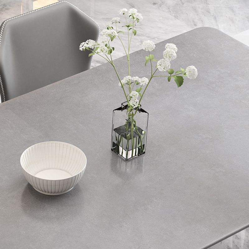 Contemporary Slate Rectangle Dining Furniture Double Pedestal Kitchen Set in Black Finish Clearhalo 'Dining Room Sets' 'Dining Tables & Seating' 'dining_room_set' 'Furniture' 'furniture_dining_room_set' 'Kitchen & Dining Furniture' 'kitchen&dining_furn' 'kitchen' 1200x1200_92f33522-8773-4616-8561-12a51488c513