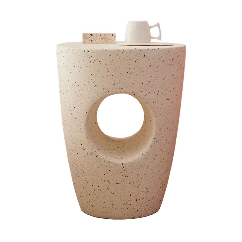 14.2" W x 14.2" D x 18.5" H Accent Side Table Cement with A Hole Corner Table in White