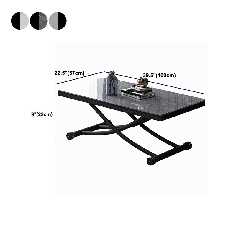 8.6"H Modern Metal Cross Base Glass Rectangular Adjustable Coffee Table Clearhalo 'Coffee & Accent Tables' 'Coffee Tables' 'coffee_tables' 'furn' 'furn_coffee_tables' 'Furniture' 'furniture_coffee_tables' 'Living Room Furniture' 1200x1200_92f3619c-b9d8-4b2b-8fe8-8027b9f85c0a