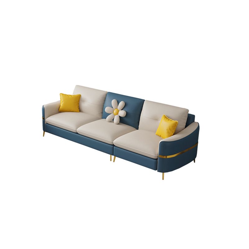 Faux Leather Square Arm Sofa with Pillows, 3/4 seat Sofa for Living Room Clearhalo 'furn' 'furn_sectionals' 'Furniture' 'Living Room Furniture' 'Sectionals' 1200x1200_92f51931-325c-46c4-a86a-7fded00c9669