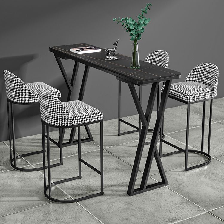 Industrielles 1/5-teiliges Bartisch-Set, rechteckiger Stein-Thekentisch mit hohen Hockern
