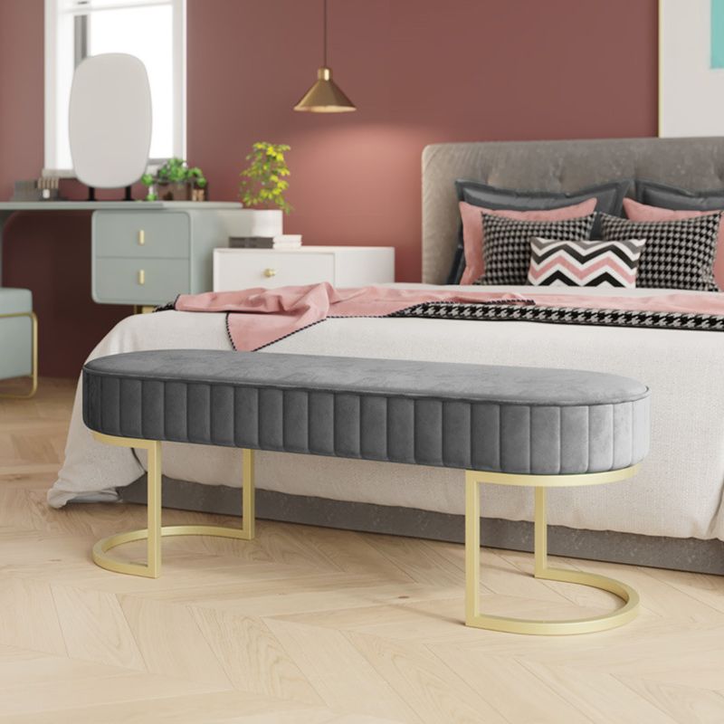 17.7" H Cushioned Ottoman Bench Glam Metal Seating Bench with Legs Clearhalo 'Benches' 'Chairs & Seating' 'furn' 'furn_benches' 'Furniture' 'Living Room Furniture' 1200x1200_92f5359c-4725-4ce3-b847-e65572078e02