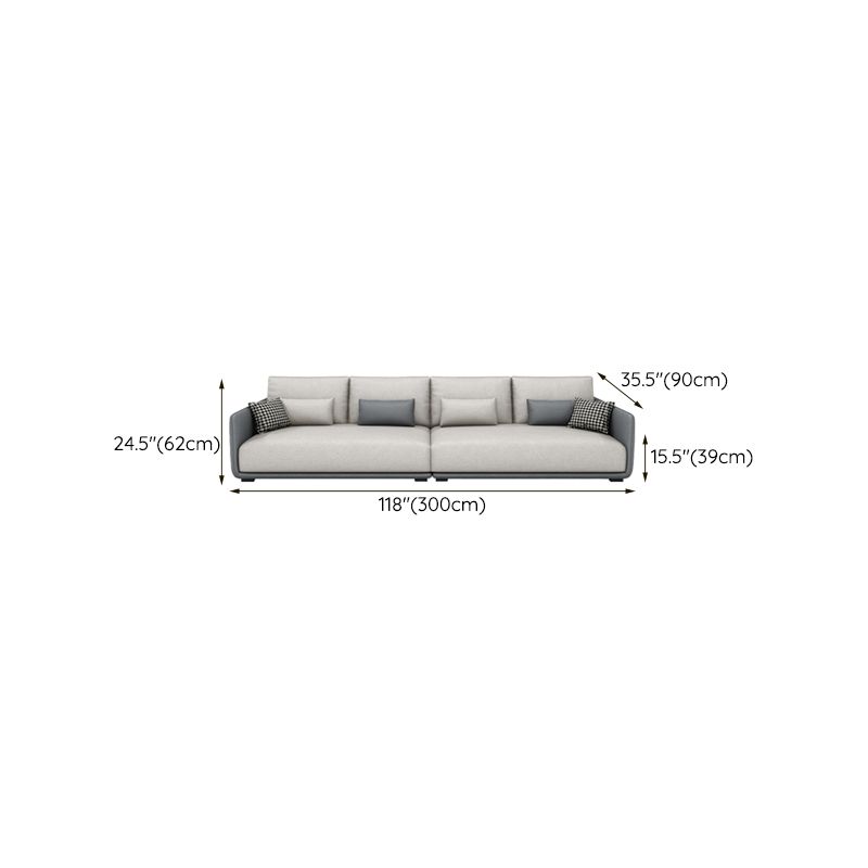 Modern White Pillows Square Arm Living Room Faux Leather Seating