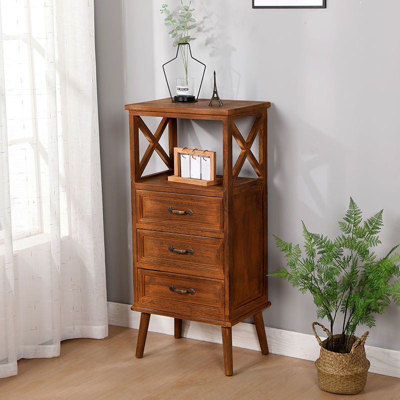 Cofre de acento de madera contemporáneo con cajones y estante de 12.59 "de ancho