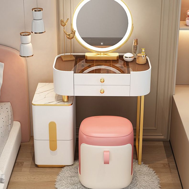 モダンなガラス/石のトップメイクアップバニティミラーとジュエリードレッシングテーブル