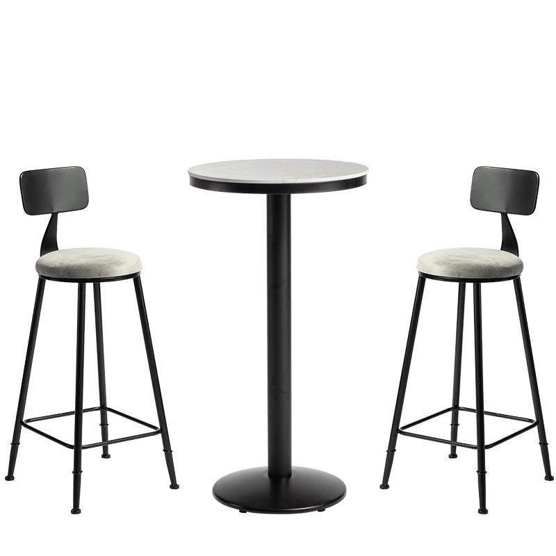 Taburete de bar moderno sin brazos con respaldo, taburete de hierro con cojín de terciopelo para Bar