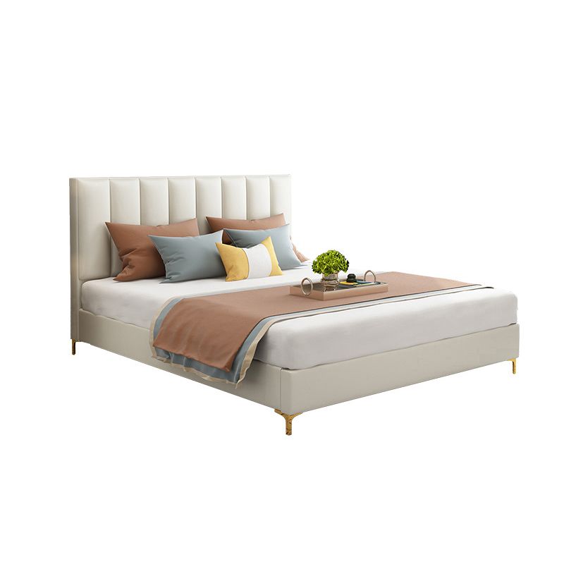Wood and Upholstered Standard Bed Low Profile Bed with Custom Legs