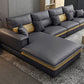 Contemporary Cushions Square Arm Living Room Faux Leather Stationary Sofa