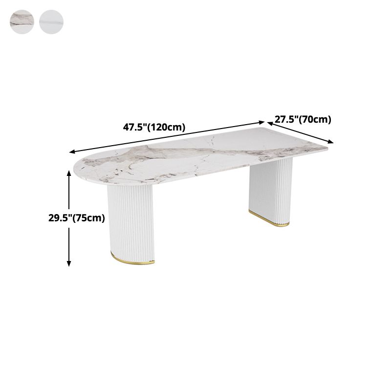 Stone Top Dining Table Modern Dining Table with Double Pedestal Base in White Clearhalo ' dining_table' 'Dining Tables & Seating' 'Dining Tables' 'furn' 'furn_dining_table' 'Furniture' 'furniture_dining_table' 'Kitchen & Dining Furniture' 'kitchen&dining_furn' 'kitchen' 'kitchen_dining_table' 1200x1200_9302a307-1357-490c-b959-fe527e30c804