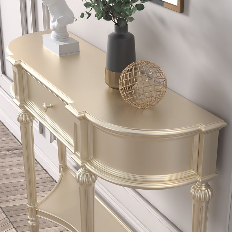 Console di betulla moderna di metà secolo con 4 gambe e scaffali per la sala