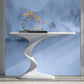 Rectangle Shape Contemporary Console Table Stone Console Sofa Table in White Clearhalo 'Console Tables' 'console_tables' 'Entry & Mudroom Furniture' 'furn' 'furn_console_tables' 'Furniture' 1200x1200_930415d8-6ec5-4c6f-96ae-b98796c34ffa