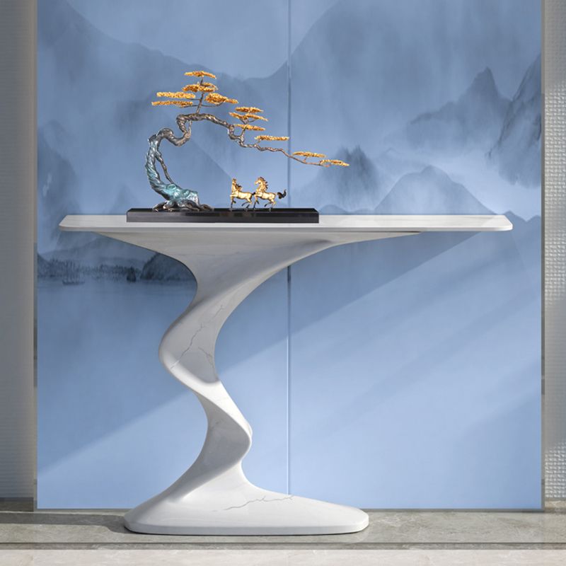 Rectangle Shape Contemporary Console Table Stone Console Sofa Table in White Clearhalo 'Console Tables' 'console_tables' 'Entry & Mudroom Furniture' 'furn' 'furn_console_tables' 'Furniture' 1200x1200_930415d8-6ec5-4c6f-96ae-b98796c34ffa