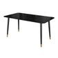 Luxury Sintered Stone Top Table Rectangle Home Desk with 4 Black Metal Legs