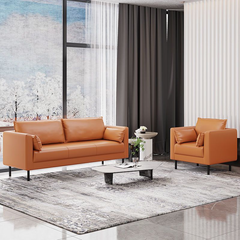 Tuxedo Arm Sofa Stain Resistant Faux Leather Standard Sofa with 4 Pillows Clearhalo 'furn' 'furn_sofas' 'Furniture' 'Living Room Furniture' 'Sofa' 'sofas' 1200x1200_9304c9f7-bc95-4cc6-b272-c2dc0a9c22df