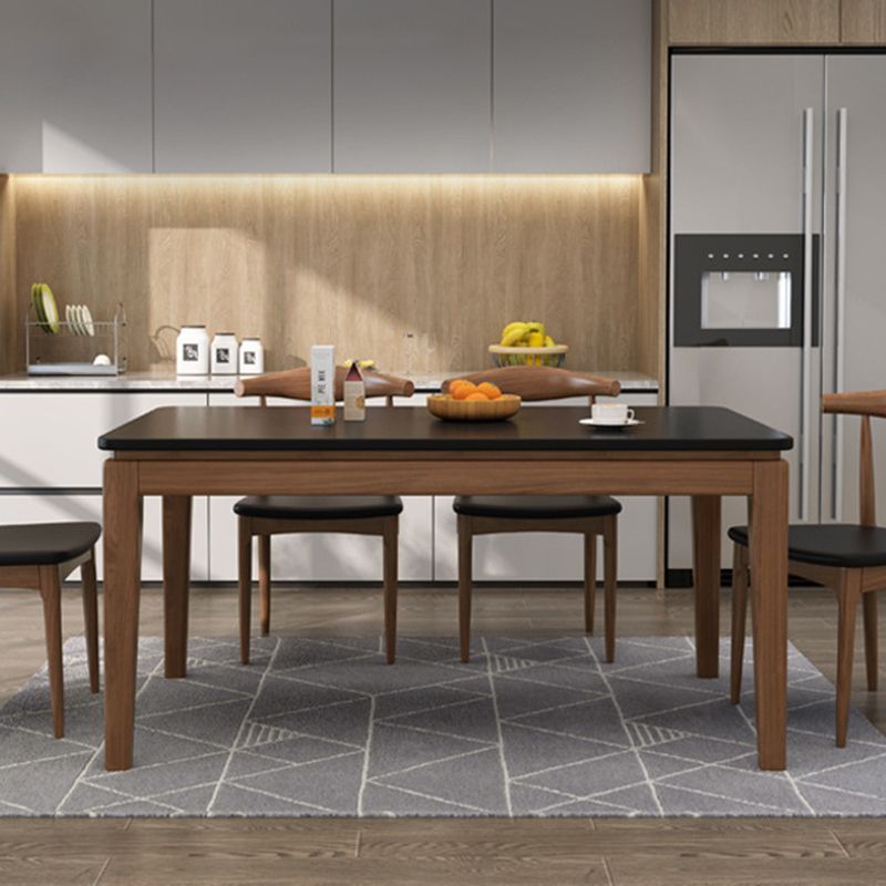 Rectangle Stone Top Table Mid-Century Modern Dining Table with 4 Wood Legs Clearhalo 'Dining Tables & Seating' 'Dining Tables' 'dining_table' 'furn' 'furn_dining_table' 'Furniture' 'Kitchen & Dining Furniture' 1200x1200_93051b4a-00b9-4264-8d04-694772e8d399