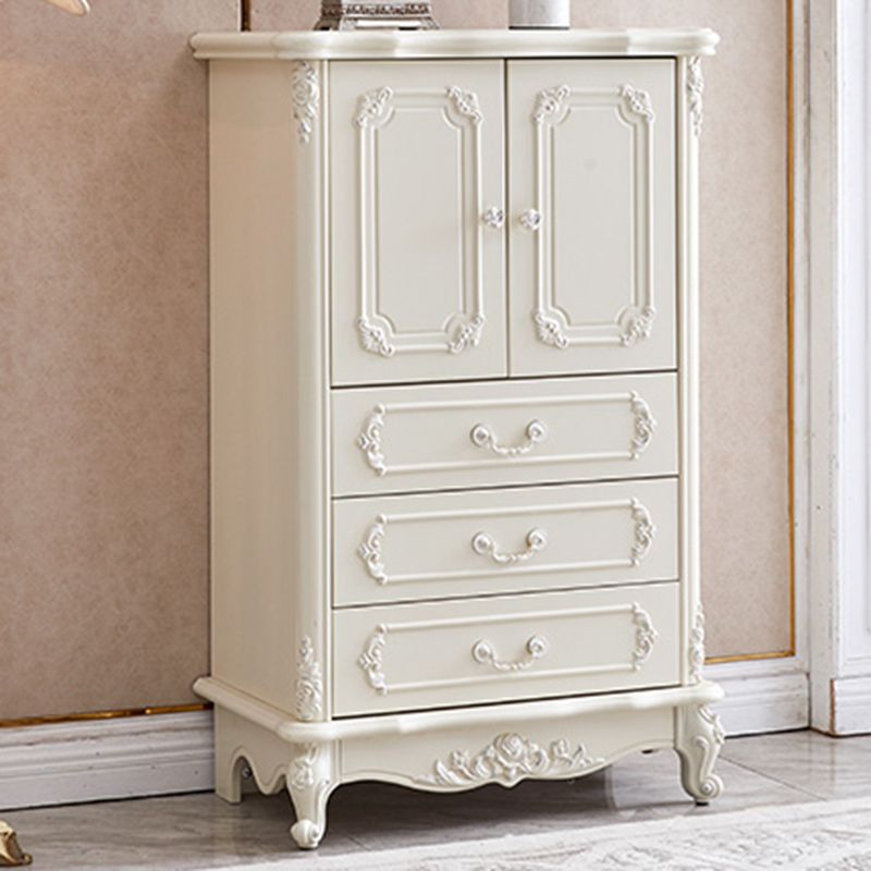 38.58"/49.21" Tall White Wooden Cabinet, Rectangle Accent Cabinet with Drawers Clearhalo 'Cabinets & Chests' 'cabinets_chests' 'furn' 'furn_cabinets_chests' 'Furniture' 'Living Room Furniture' 1200x1200_9305f4f9-a9ca-4cfc-b40c-ec7b58e796a8