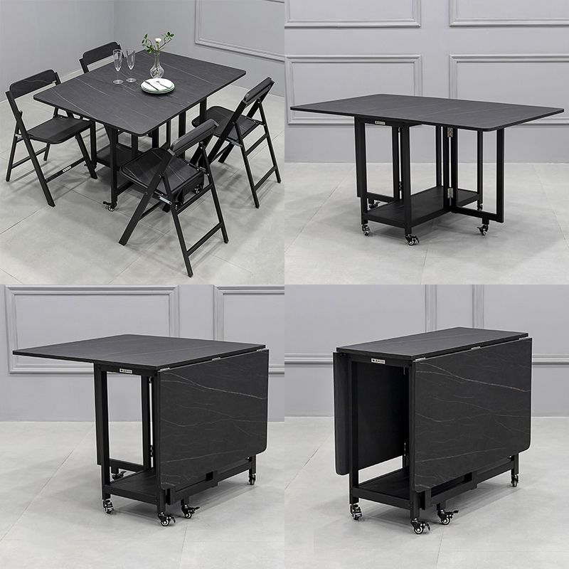 Modern 1/2/5/7 Pieces Foldable Dinette Set Black Wood Dining Table Set for Kitchen Clearhalo 'Dining Room Sets' 'Dining Tables & Seating' 'dining_room_set' 'furn' 'furn_dining_room_set' 'Furniture' 'furniture_dining_room_set' 'Kitchen & Dining Furniture' 1200x1200_93060b0f-8cd0-44a1-b5ca-58714c01f114