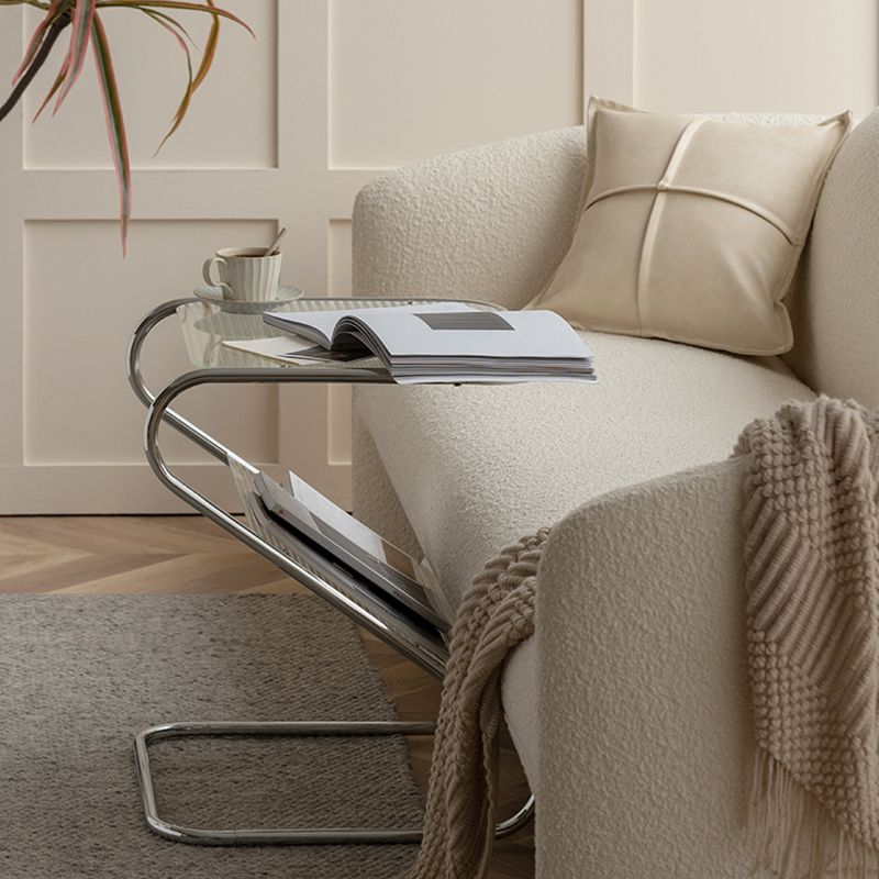 Tavolo da tavolo finale astratto in stile contemporaneo da 23,62 pollici in vetro laterale