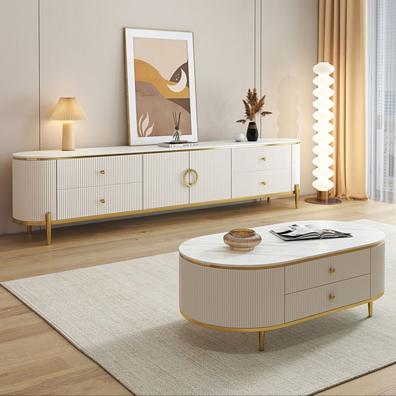 Glam TV Console Stone Media Console Enclosed Storage Console with 4 Drawers Clearhalo 'furn' 'furn_tv_stands_entertainment_centers' 'Furniture' 'Living Room Furniture' 'TV Stands & Entertainment Centers' 'TV Stands & Media Storage Furniture' 'tv_stands_entertainment_centers' 1200x1200_9307bb6a-8928-4045-a756-aba39e62ddf4