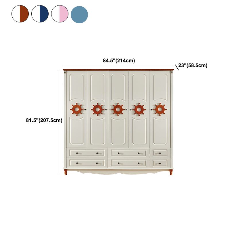 Coastal gemanipuleerde houten armoire voor slaapkamer matte afwerking kast met scharnierende deur