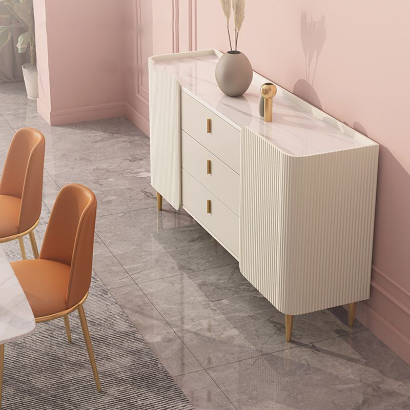 White Buffet Sideboard Dining Room Credenza with Drawers and Storage Clearhalo 'buffet_sideboard' 'Buffets & Sideboards' 'furn' 'furn_buffet_sideboard' 'Furniture' 'Kitchen & Dining Furniture' 1200x1200_93088c11-d9b9-47ce-b504-0c2814136989