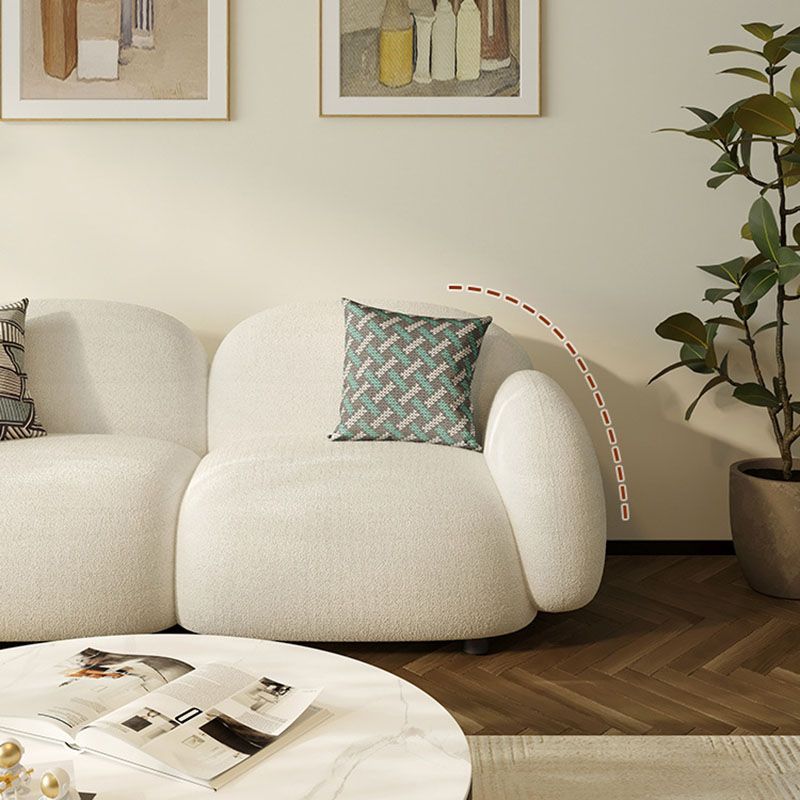 Leather/Wool Modern Curved Sofa 29.52" High Round Arm Seating