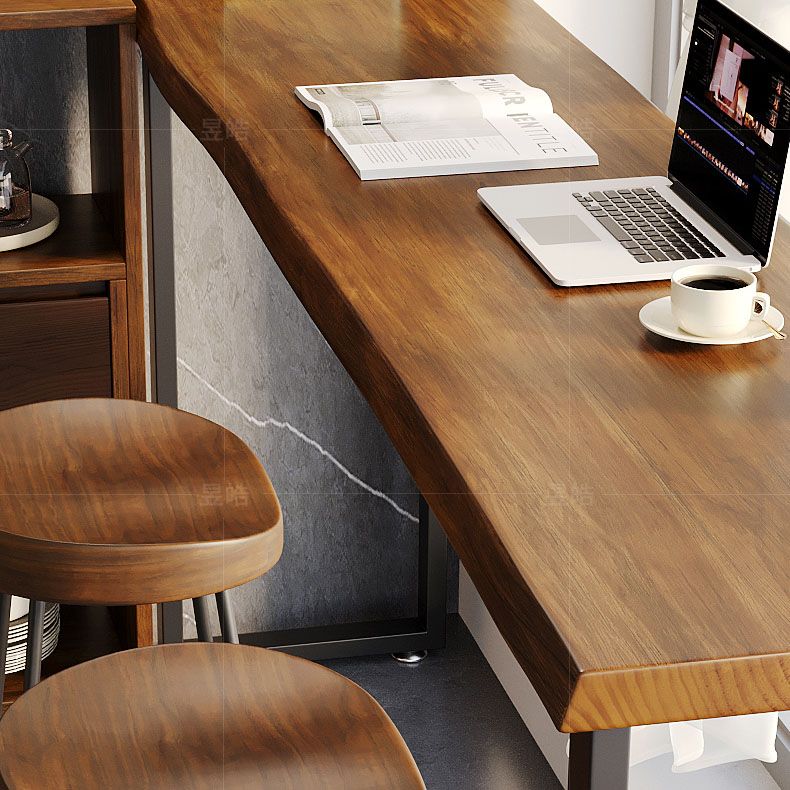 Solid Wood Dining Stools Scandinavian Bar Stools with Footrest