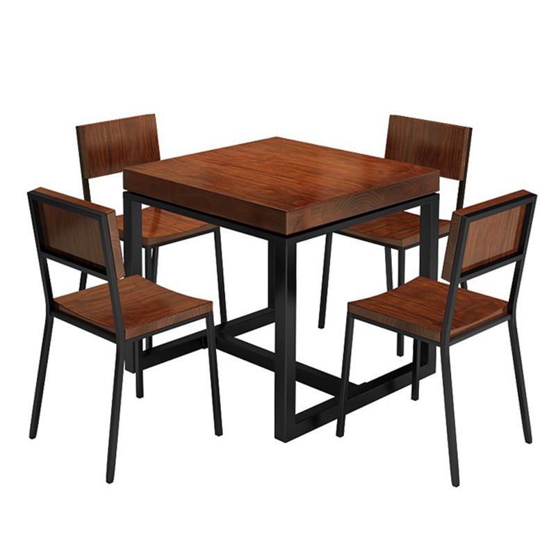 Solid Wood Industrial Dining Table Brown Square Table with Trestle Base for Dinning Room Clearhalo ' dining_table' 'Dining Tables & Seating' 'Dining Tables' 'furn' 'furn_dining_table' 'Furniture' 'furniture_dining_table' 'Kitchen & Dining Furniture' 'kitchen&dining_furn' 'kitchen' 'kitchen_dining_table' 1200x1200_930ee082-b8ed-4ec7-850b-ab637807011a