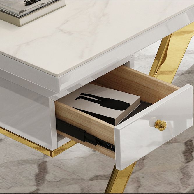 Scrivania da ufficio a forma di L marmo glam scrivania in legno solido per casa