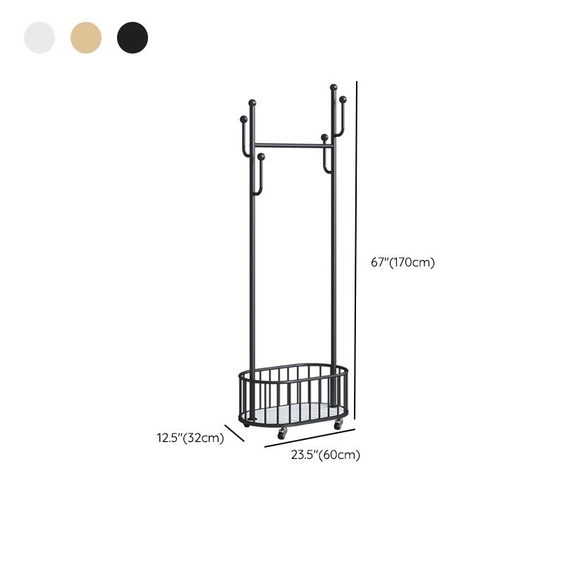Modern Coat Rack Free Standing Hooks Design Metallic Coat Hanger with Universal Wheel Clearhalo 'Entry & Mudroom Furniture' 'furn' 'furn_hall_tree_coat_racks' 'Furniture' 'Hall Trees & Coat Racks' 'hall_tree_coat_racks' 1200x1200_93106933-b86c-4471-b63d-2e06d36a706c