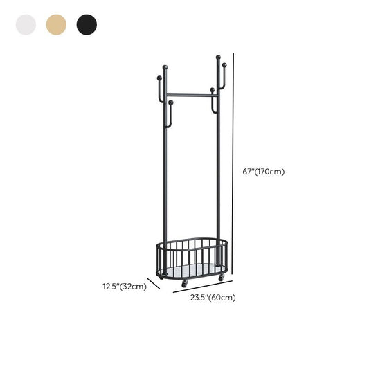 Modern Coat Rack Free Standing Hooks Design Metallic Coat Hanger with Universal Wheel Clearhalo 'Entry & Mudroom Furniture' 'furn' 'furn_hall_tree_coat_racks' 'Furniture' 'Hall Trees & Coat Racks' 'hall_tree_coat_racks' 1200x1200_93106933-b86c-4471-b63d-2e06d36a706c