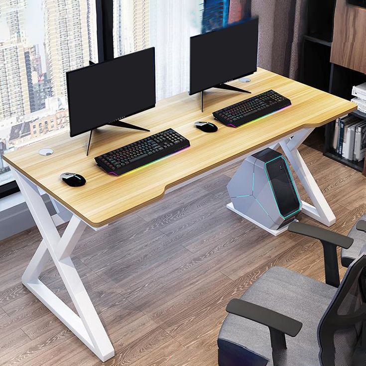 Ergonomic Home Computer Desk Trestle Gaming Desk with Metal Legs Clearhalo 'furn' 'furn_office_desk' 'Furniture' 'Office Desks' 'Office Furniture' 'office_desk' 1200x1200_9311f5c2-8a3d-40eb-9f3d-cfd9db048e39