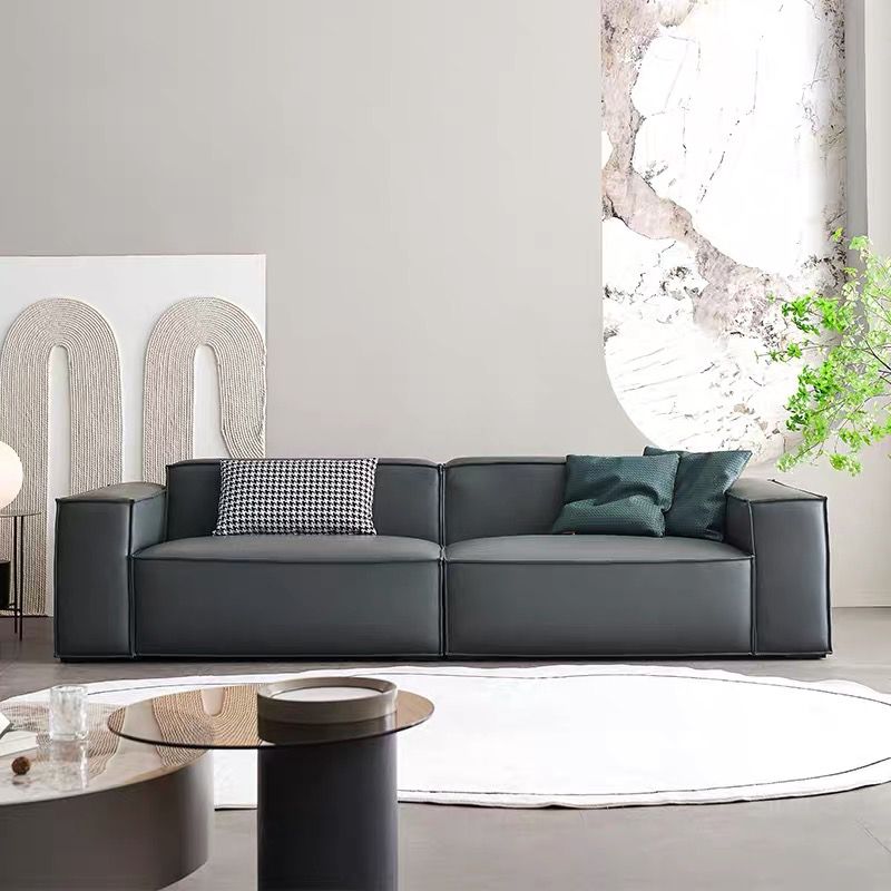 Sofá de cuero sinté de faux contemporáneo Sala de estar Sala Sofá de brazos cuadrados Sofá