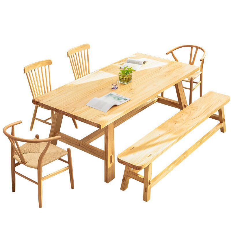 Rechthoek eettafel eigentijdse stijl massieve houten eettafel voor thuiskeuken