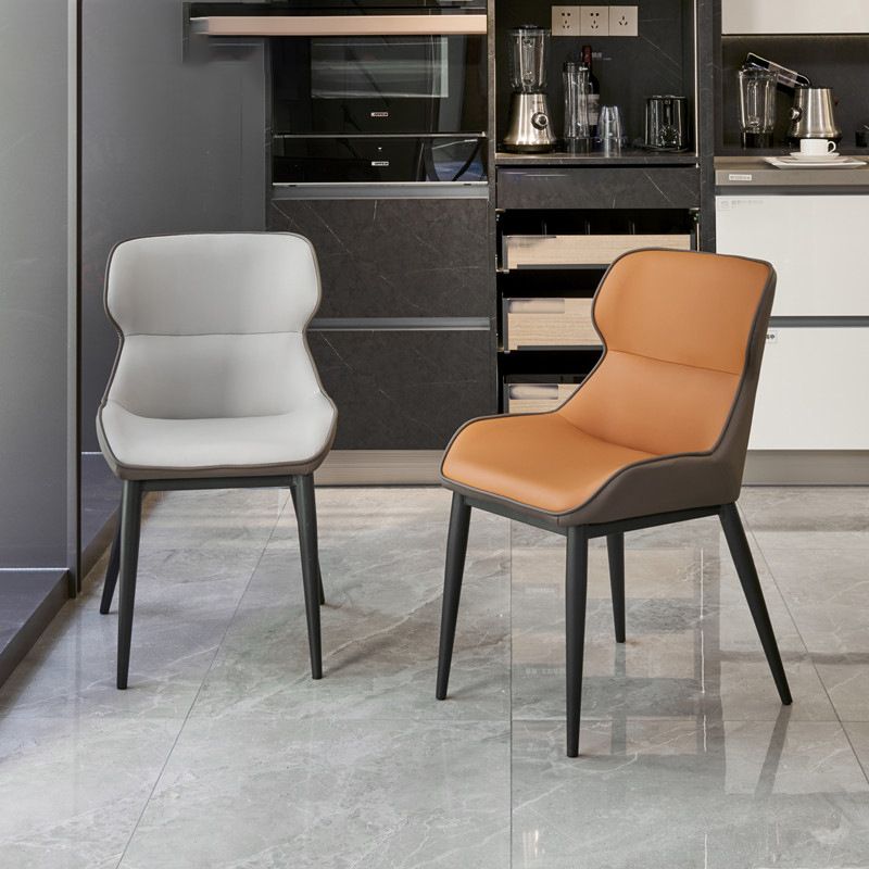 Industriële lage rug eetstoelen faux lederen armloze zijstoel