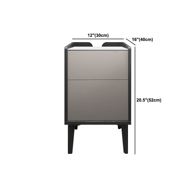 Manota moderno da 21 pollici H comodini a 2 gambe in pietra in pietra incluso tavolo da notte in grigio