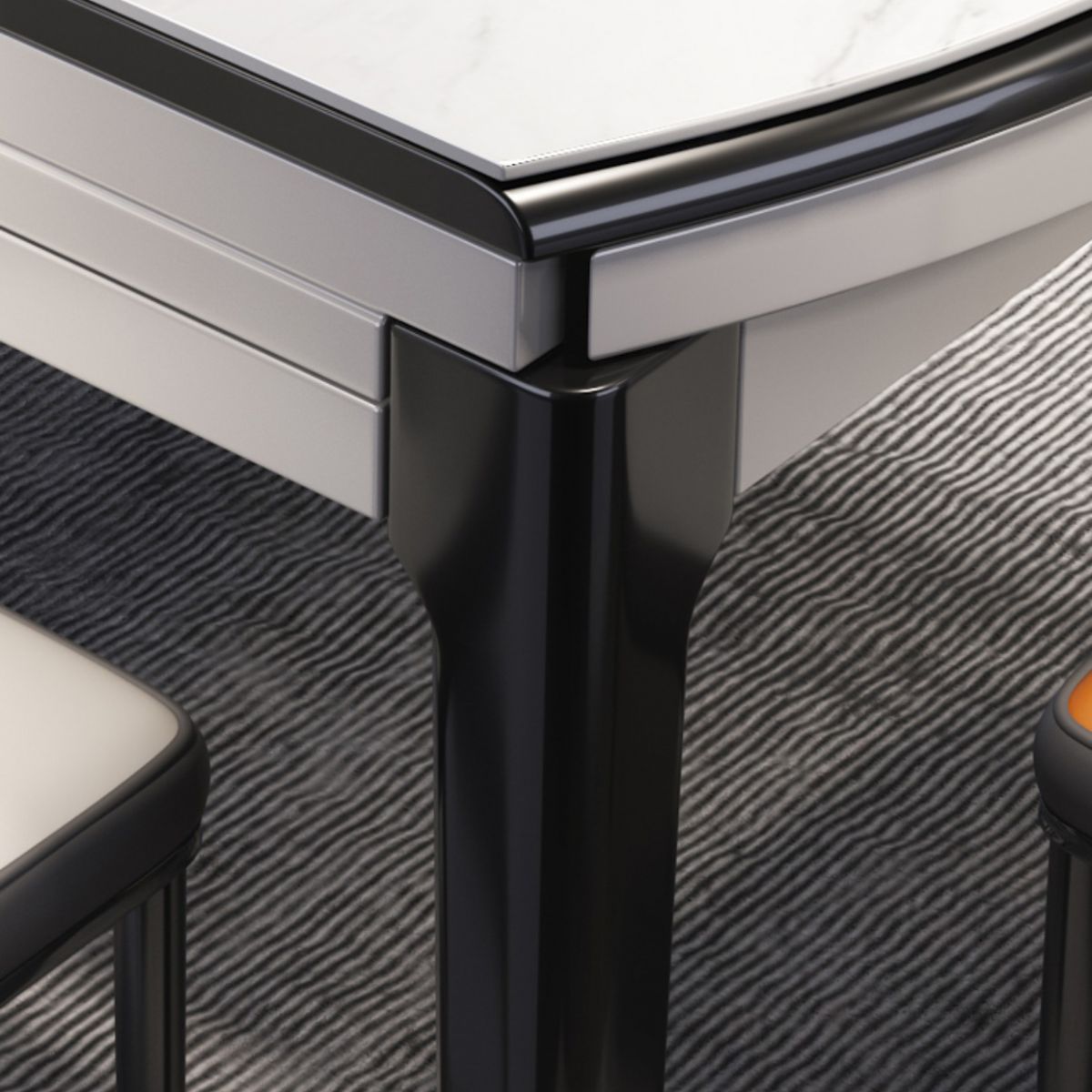 キッチン用のホワイトストーンダイニングセット1/7ピースモダンな折りたたみ式ダイニングテーブルセット