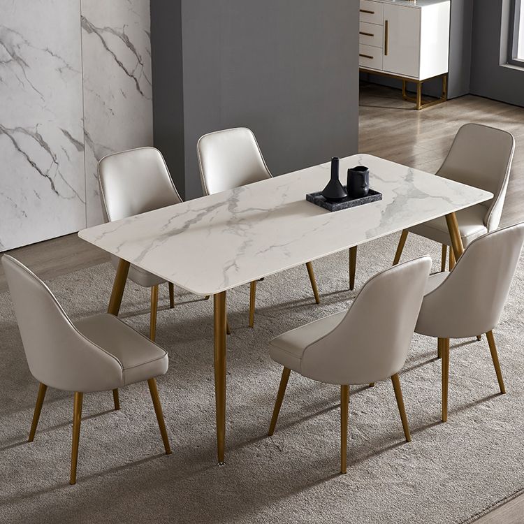 Modern Style Sintered Stone Dining Table with White Rectangle Shape Table for Home Use Clearhalo 'Dining Room Sets' 'Dining Tables & Seating' 'dining_room_set' 'furn' 'furn_dining_room_set' 'Furniture' 'furniture_dining_room_set' 'Kitchen & Dining Furniture' 'kitchen&dining_furn' 'kitchen' 1200x1200_931bcf49-bc1f-40b0-9e2c-818081ae0e4f