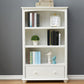 Modern Solid Wood Bookcase, White, Geometric Bookshelf for Bedroom