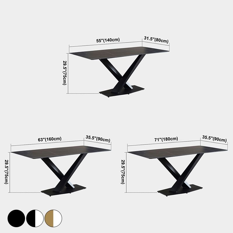 Contemporary Rectangle Dining Room Table Sintered Stone Table with Pedestal Base Clearhalo ' dining_table' 'Dining Tables & Seating' 'Dining Tables' 'furn' 'furn_dining_table' 'Furniture' 'furniture_dining_table' 'Kitchen & Dining Furniture' 'kitchen&dining_furn' 'kitchen' 'kitchen_dining_table' 1200x1200_931dbebd-858a-49f7-b156-a0b8c952f295