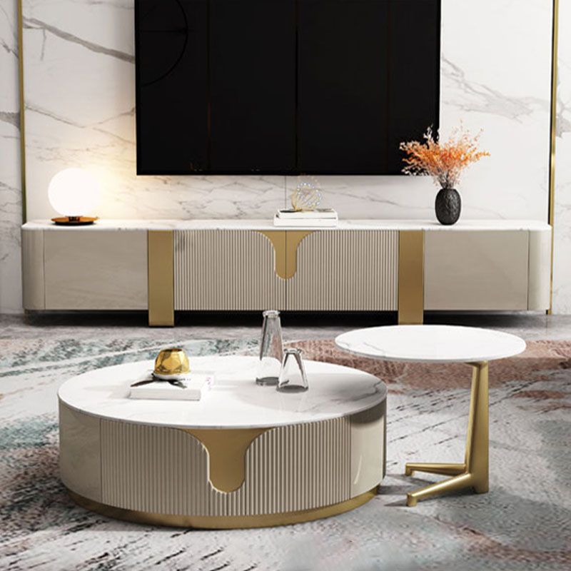 Glam TV Media Console Enclosed Storage TV Console with 2 Drawers Clearhalo 'furn' 'furn_tv_stands_entertainment_centers' 'Furniture' 'Living Room Furniture' 'TV Stands & Entertainment Centers' 'TV Stands & Media Storage Furniture' 'tv_stands_entertainment_centers' 1200x1200_931e8d44-dd5e-4932-877f-673c6b8ab57b
