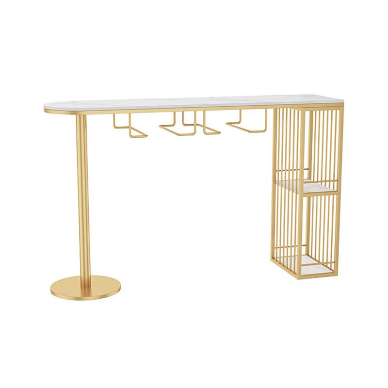 Glam 41.3"H Iron Bar Table Marble White Top Specialty Bistro Table in Gold Clearhalo 'Bar Furniture' 'Bar Tables' 'bar_tables' 'furn' 'furn_bar_tables' 'Furniture' 'furniture_bar_tables' 'Kitchen & Dining Furniture' 'kitchen&dining_furn' 'kitchen' 1200x1200_93207443-e399-4113-8765-d7a22dbf4037