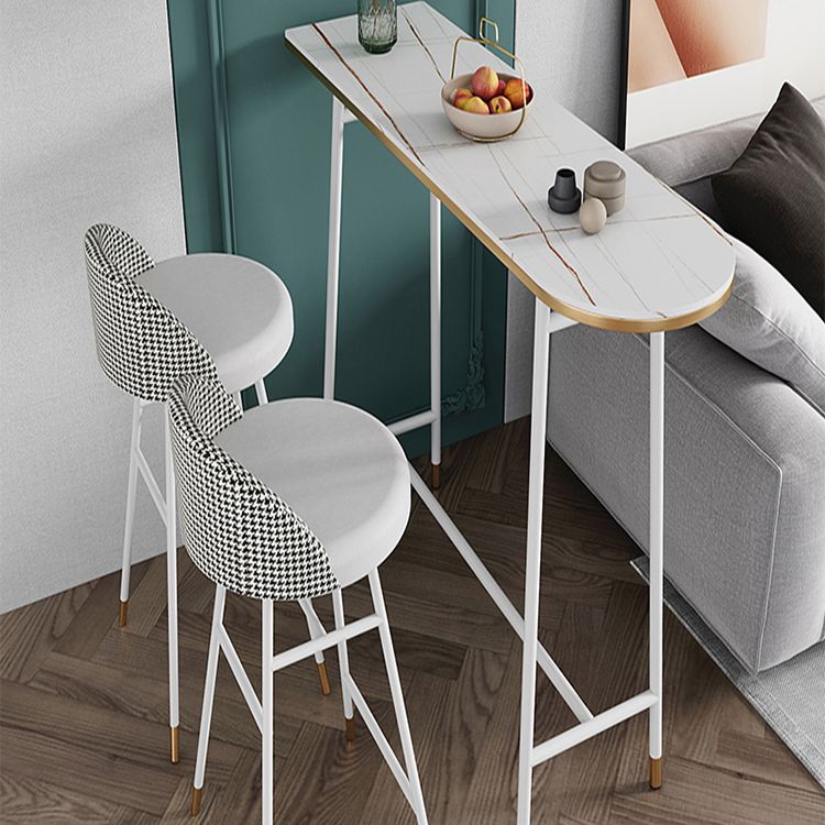 Industrial Iron Bar Table Faux Marble Specialty Top 41.3"H Bistro Table with Footrest Clearhalo 'Bar Furniture' 'Bar Tables' 'bar_tables' 'furn' 'furn_bar_tables' 'Furniture' 'furniture_bar_tables' 'Kitchen & Dining Furniture' 1200x1200_9322aea9-bf37-4573-9040-ec88e5d0c021