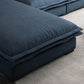 127.95" L Contemporary Sectional Blue Square Arm Sectional for Living Room