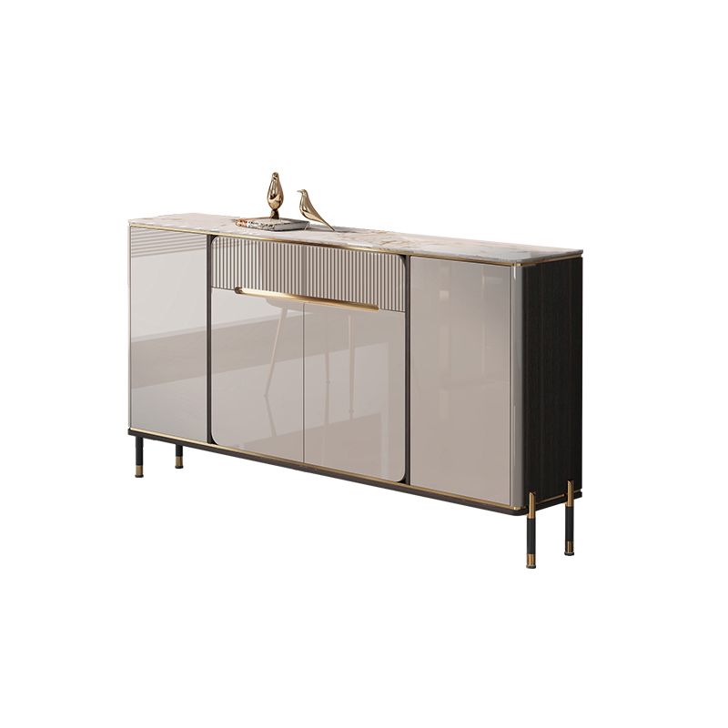 White Top Glam Buffet Sideboard Mirrored Cabinets 2-Drawer Dining Buffet Clearhalo 'buffet_sideboard' 'Buffets & Sideboards' 'furn' 'furn_buffet_sideboard' 'Furniture' 'Kitchen & Dining Furniture' 1200x1200_9324812d-09f2-484c-9ab2-9003d9b1dde0