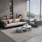 Minimalist Pillow Top Arm Sofa Gray Leather Loose Back Cushions Sofa